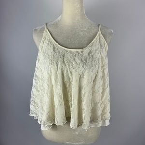 Express Medium Blouse Lace Off White Lined
